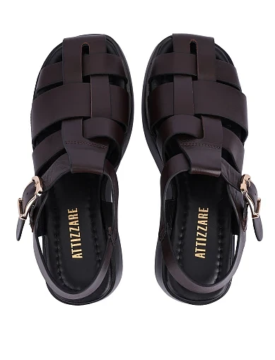 Женские сандалии кожаные коричневые - фото 2 - Miraton