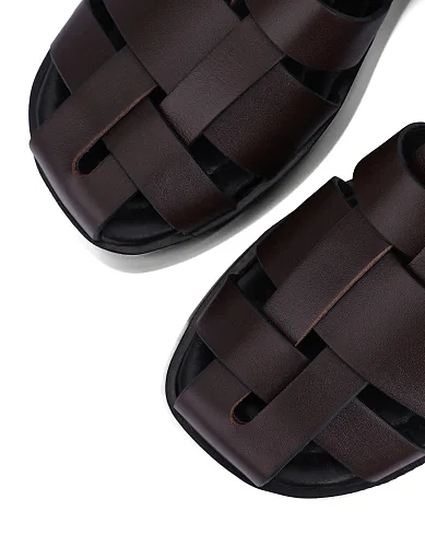 Женские сандалии кожаные коричневые - фото 5 - Miraton