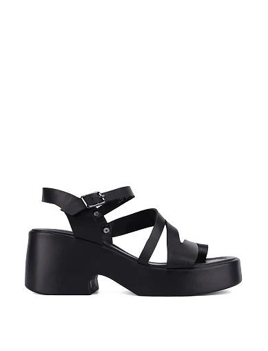 Жіночі босоніжки шкіряні чорні(6225) - фото 1 - Miraton