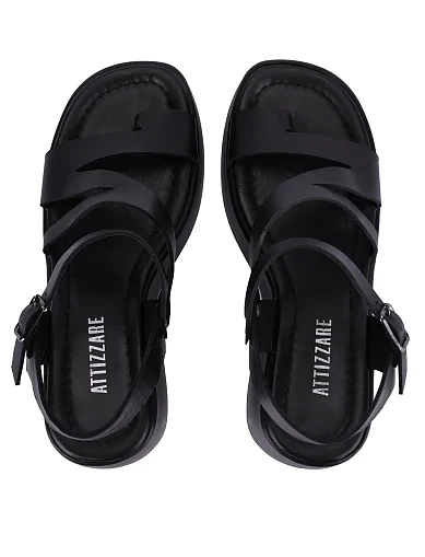 Жіночі босоніжки шкіряні чорні(6225) - фото 2 - Miraton