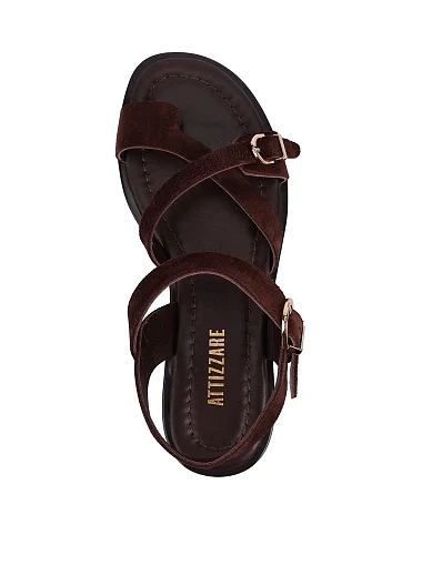 Женские сандалии замшевые коричневые - фото 2 - Miraton