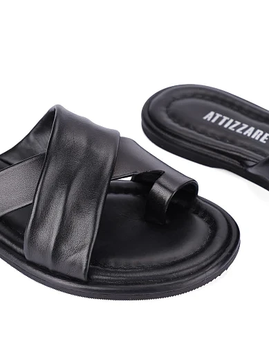 Жіночі шльопанці шкіряні чорні(6364) - фото 6 - Miraton