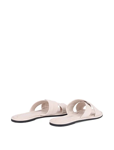 Женские шлепанцы кожаные бежевые - фото 4 - Miraton