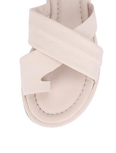 Женские шлепанцы кожаные бежевые - фото 5 - Miraton