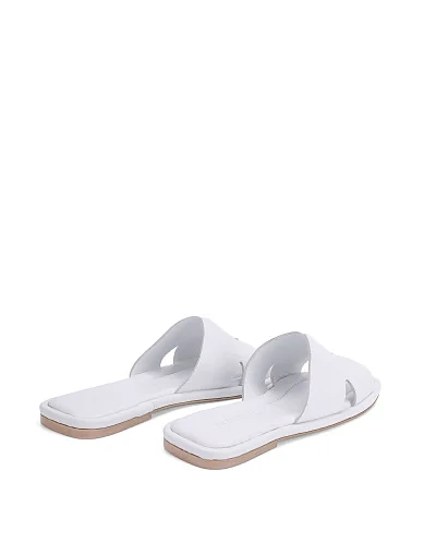 Женские шлепанцы кожаные белые - фото 4 - Miraton