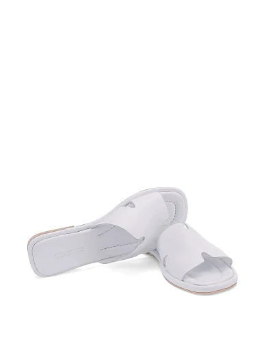 Женские шлепанцы кожаные белые - фото 5 - Miraton