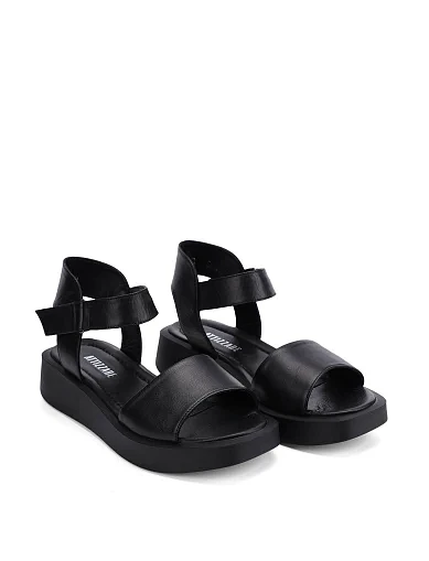 Женские сандалии кожаные черные - фото 3 - Miraton