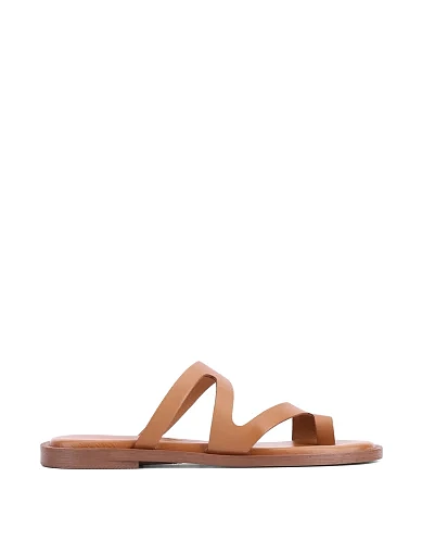 Жіночі шльопанці шкіряні бежеві(331 07-9632) - фото 1 - Miraton