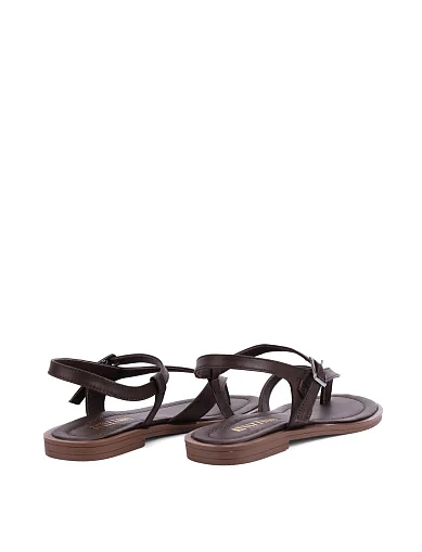 Женские сандалии кожаные коричневые - фото 4 - Miraton