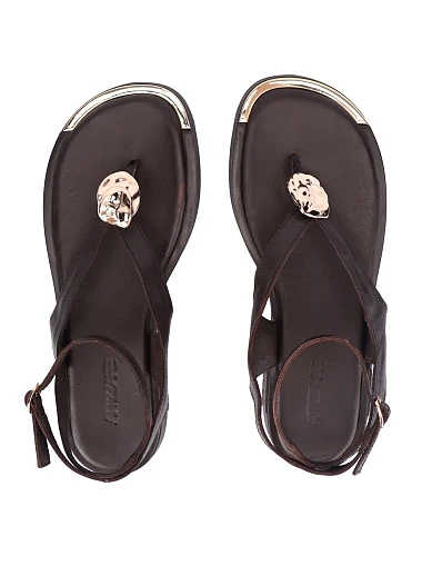 Жіночі сандалі шкіряні коричневі(511-02) - фото 2 - Miraton