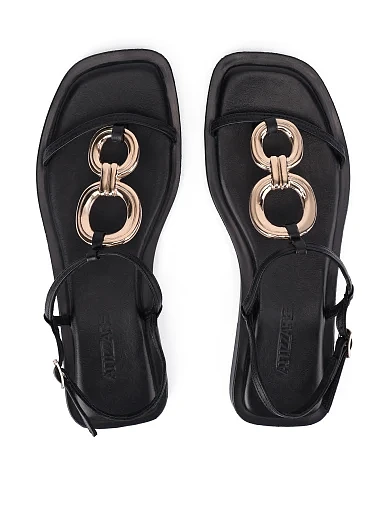 Жіночі сандалі шкіряні чорні(447-08) - фото 2 - Miraton