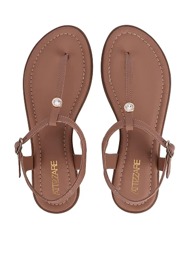 Женские сандалии кожаные бежевые - фото 2 - Miraton