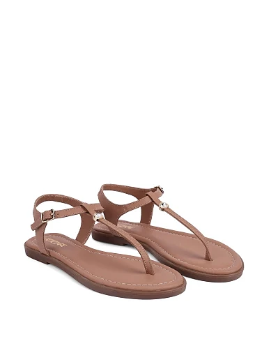 Женские сандалии кожаные бежевые - фото 3 - Miraton