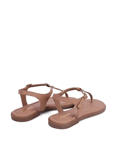 Женские сандалии кожаные бежевые - фото 4 - Miraton