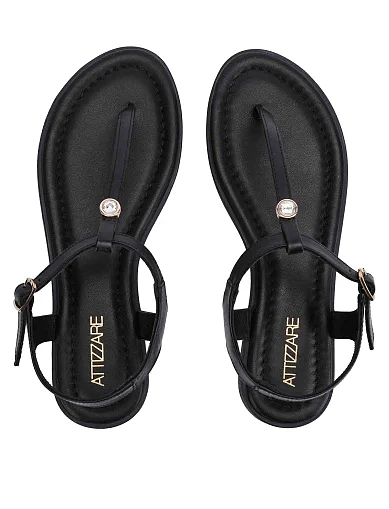 Жіночі сандалі шкіряні чорні(418 70011) - фото 2 - Miraton