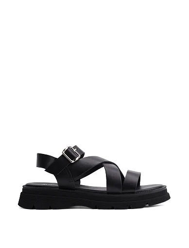 Женские сандалии кожаные черные - фото 1 - Miraton