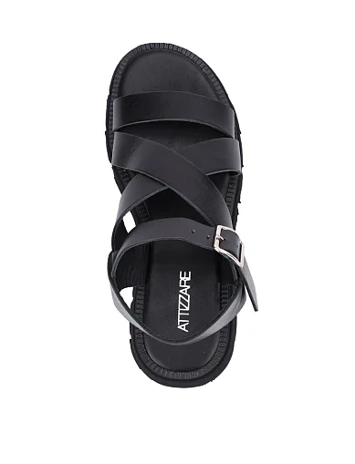 Женские сандалии кожаные черные - фото 2 - Miraton