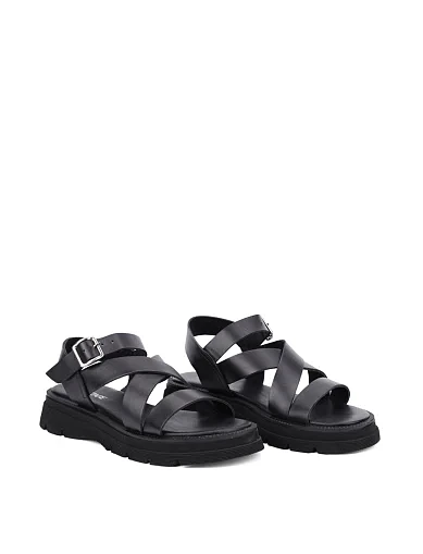 Женские сандалии кожаные черные - фото 3 - Miraton