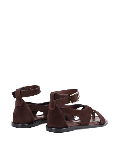 Женские сандалии велюровые коричневые - фото 3 - Miraton