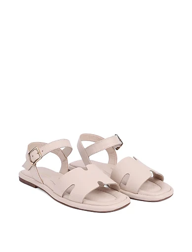 Женские сандалии кожаные бежевые - фото 3 - Miraton