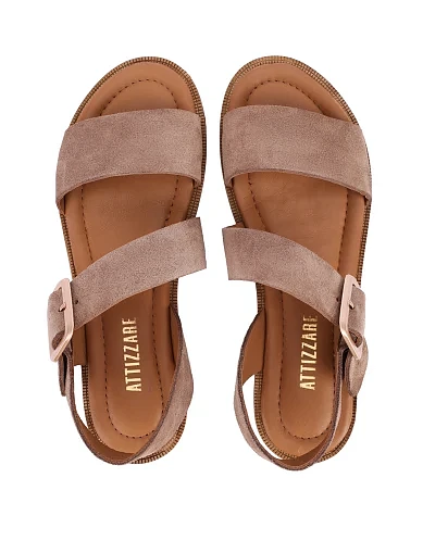 Женские сандалии велюровые коричневые - фото 2 - Miraton