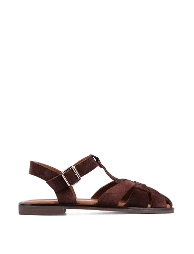 Женские сандалии велюровые коричневые - фото 1 - Miraton
