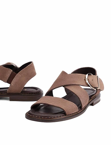 Женские сандалии велюровые бежевые - фото 5 - Miraton