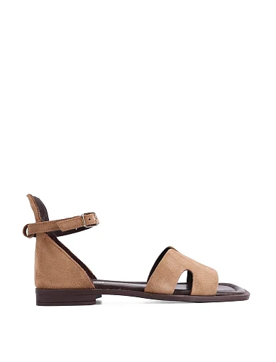 Женские сандалии велюровые коричневые - фото 1 - Miraton