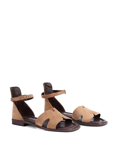 Женские сандалии велюровые коричневые - фото 3 - Miraton