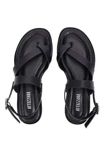 Женские сандалии кожаные черные - фото 2 - Miraton