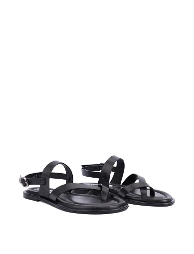 Женские сандалии кожаные черные - фото 3 - Miraton