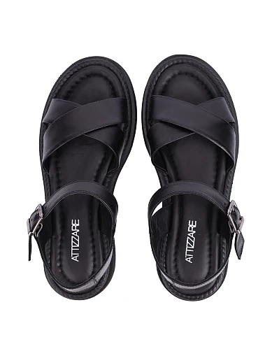 Женские сандалии кожаные черные - фото 2 - Miraton