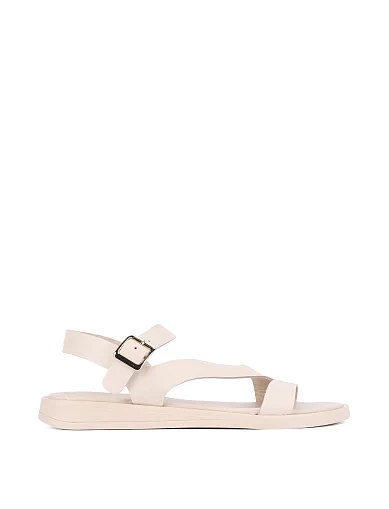 Женские сандалии кожаные рисового цвета - фото 1 - Miraton