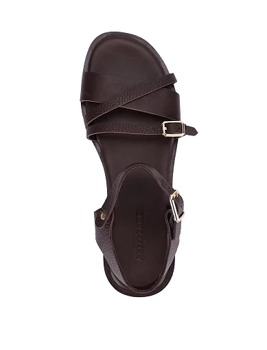 Женские сандалии кожаные коричневые - фото 2 - Miraton