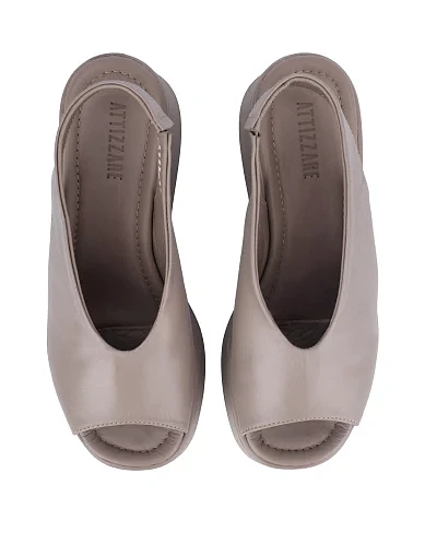 Жіночі босоніжки шкіряні рисового кольору(101-2823) - фото 2 - Miraton