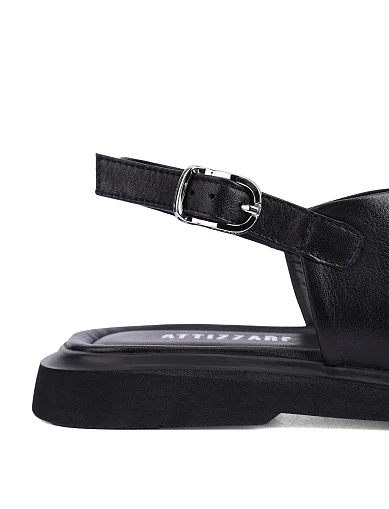 Женские сандалии кожаные черные - фото 5 - Miraton