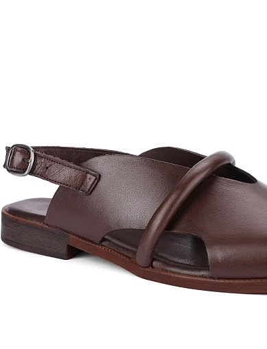 Женские сандалии кожаные коричневые - фото 5 - Miraton