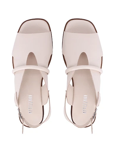 Женские сандалии кожаные рисового цвета - фото 2 - Miraton