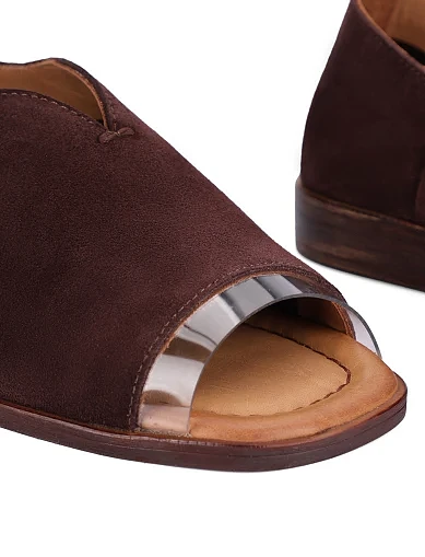 Женские балетки велюровые коричневые - фото 5 - Miraton