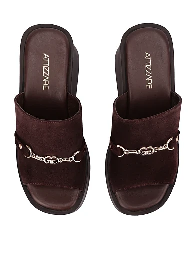 Женские сабо велюровые коричневые - фото 2 - Miraton