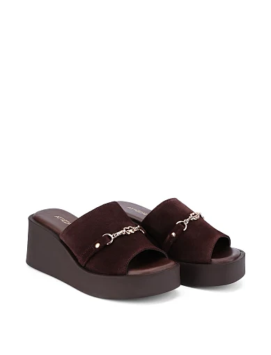 Женские сабо велюровые коричневые - фото 3 - Miraton