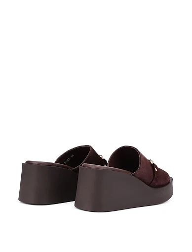 Женские сабо велюровые коричневые - фото 4 - Miraton