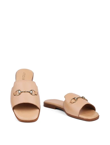 Женские шлепанцы Attizzare кожаные бежевые - фото 2 - Miraton