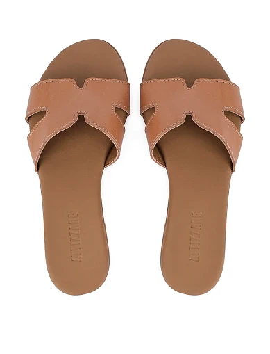 Жіночі шльопанці шкіряні коричневі(260805) - фото 2 - Miraton