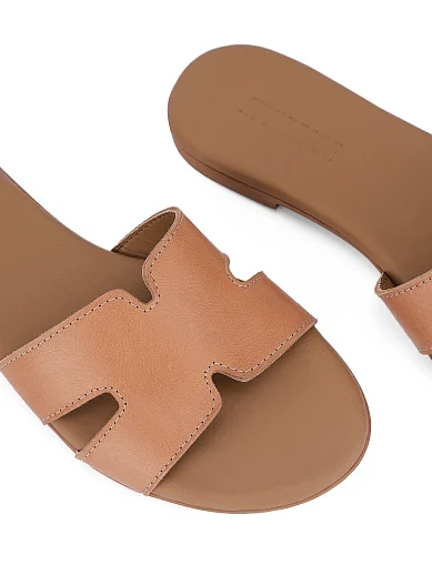 Жіночі шльопанці шкіряні коричневі(260805) - фото 5 - Miraton