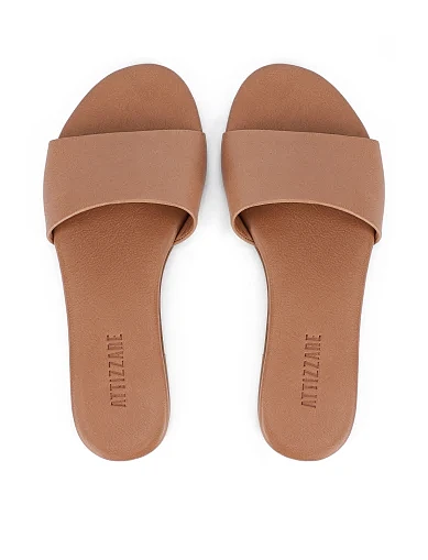 Женские шлепанцы кожаные коричневые - фото 2 - Miraton