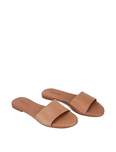 Женские шлепанцы кожаные коричневые - фото 3 - Miraton