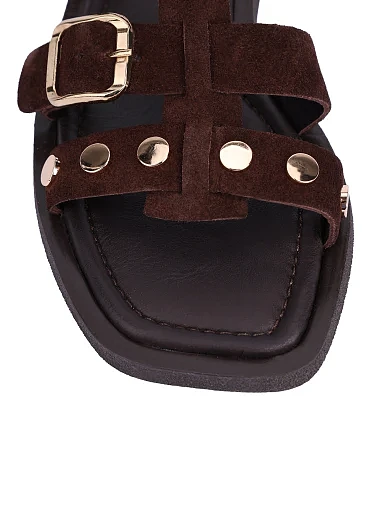 Женские сандалии велюровые коричневые - фото 2 - Miraton