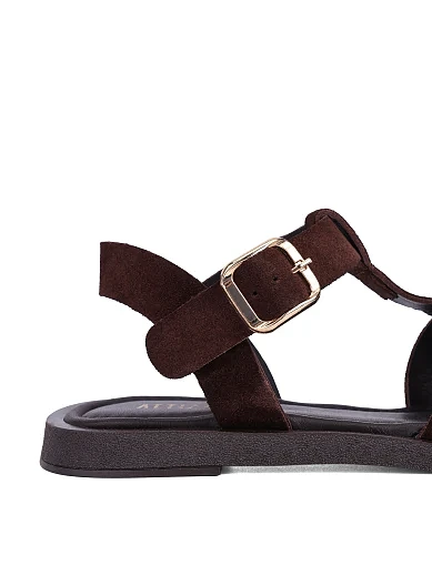 Женские сандалии велюровые коричневые - фото 5 - Miraton