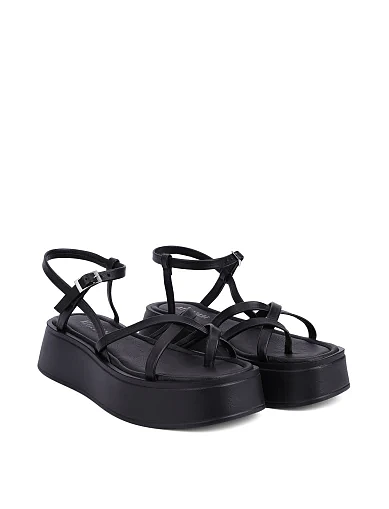 Женские босоножки кожаные черные - фото 3 - Miraton